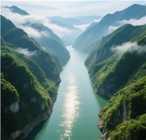 云雾缭绕青山绿水峡谷山水图片